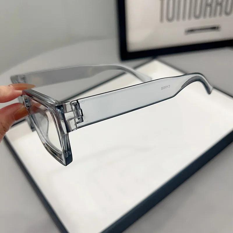 Texture Thick Edge Square Frame Anti Blue Light Glasses Street Wear Flat Mirror European American Style