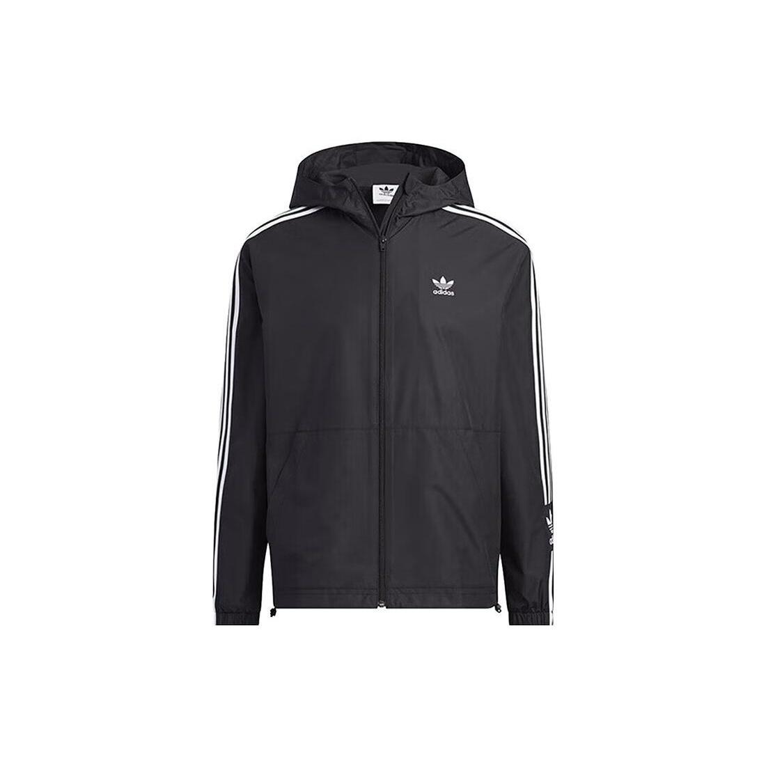 adidas Adicolor 3-stripes Windbreaker Full Zip Jacket Black Men s IK8673 XS