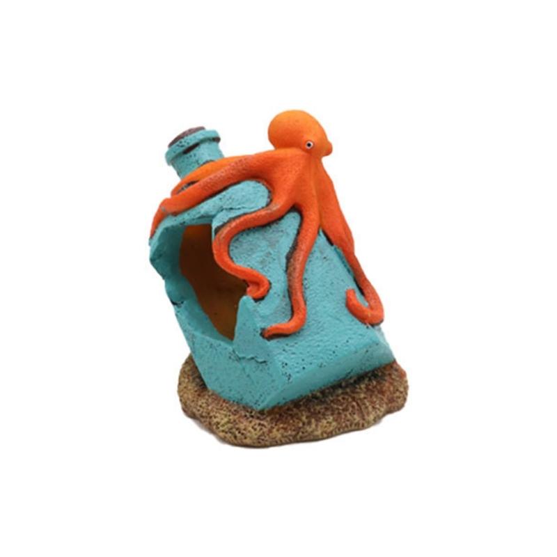 Drifting Bottle Octopuses Aquascaping Stone For Fish Tanks Resin Decorations Safe Lightweight Design