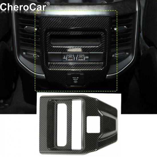 Carbon Fiber Rear Armrest Air Vent Outlet Panel Trim Cover For 18+Dodge Ram 1500