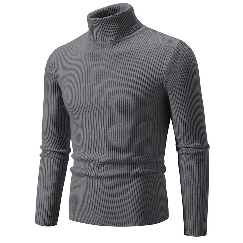 Herren Pullover Herbst/Winter 2024 Hoher Kragen Unifarben Lässig Gestrickt