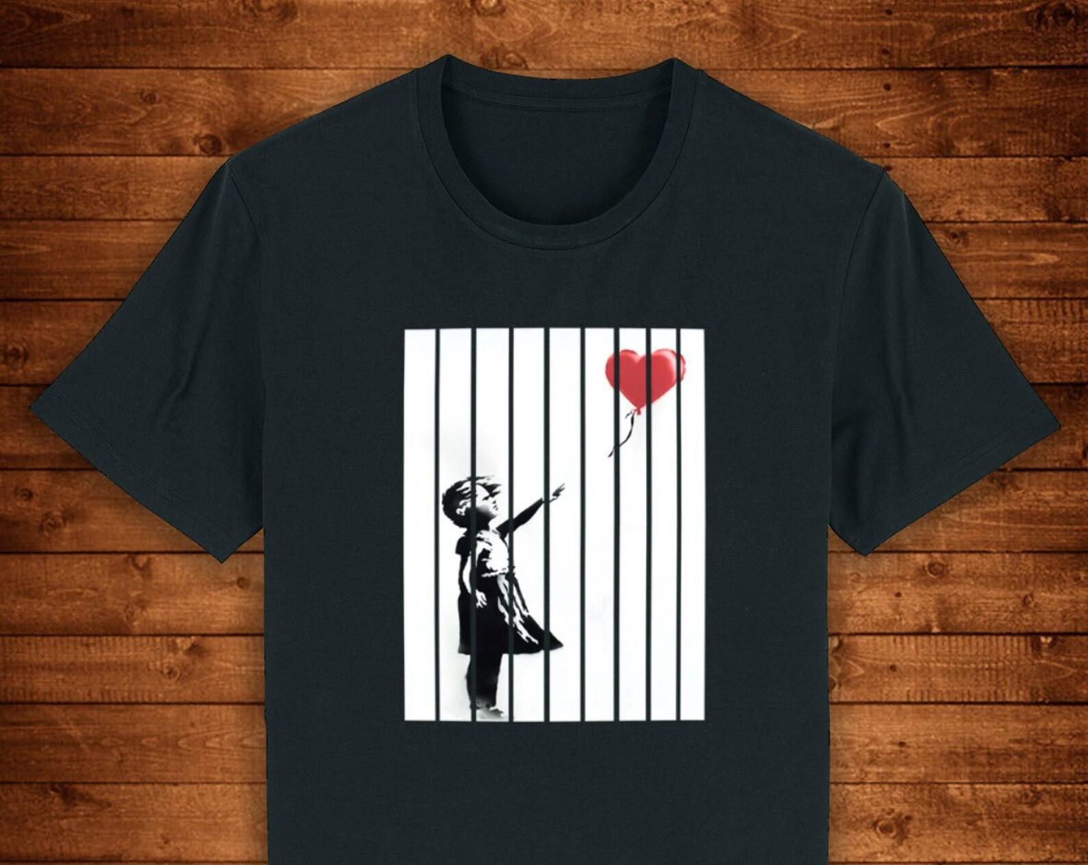 Banksy Girl with Balloon T shirt: Urban Street Art, Organic Cotton 3XL