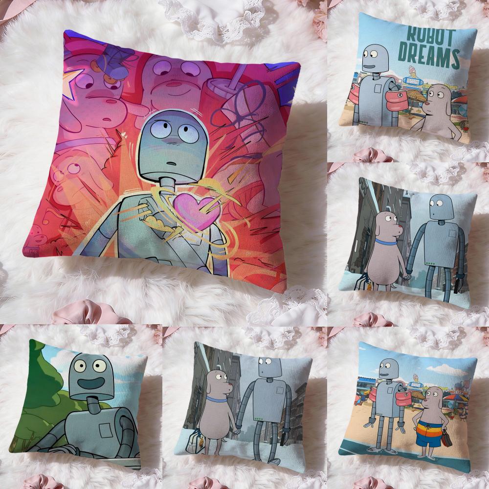 funny cartoon Robot Dreams Cushion Cover Premium Comfort Reversible Pillow Cove -Two in One Design for Any Room & Car Interior