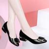  Women Cute High Quality Sky Blue 3cm Low Heel Office Shoes Lady Casual Classic Black Pu Leather High Heel Shoes A6406p