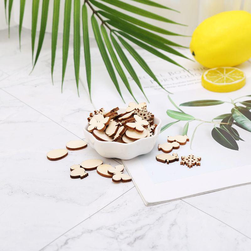 50pcs Laser Cut Wood Easter Egg Embellishment Wooden Shape Wedding Decor Craft