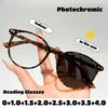 Fashionable Round Oversized Photochromic Presbyopia Glasses High-Definition Blue Light Blocking Reading Glasses Unisex Eyewear