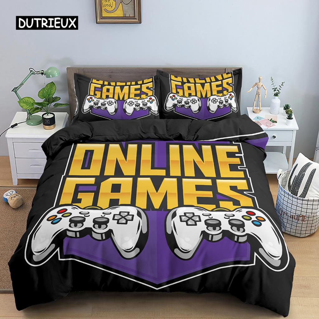 3D Spelkontroll Tryckt Sängklädesset Speltema Påslakan Mikrofibertyg Täcke Örngott Queen King Size Polyester Täcke Örngott