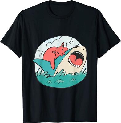Cute Cat Biting Shark Unisex T-Shirt
