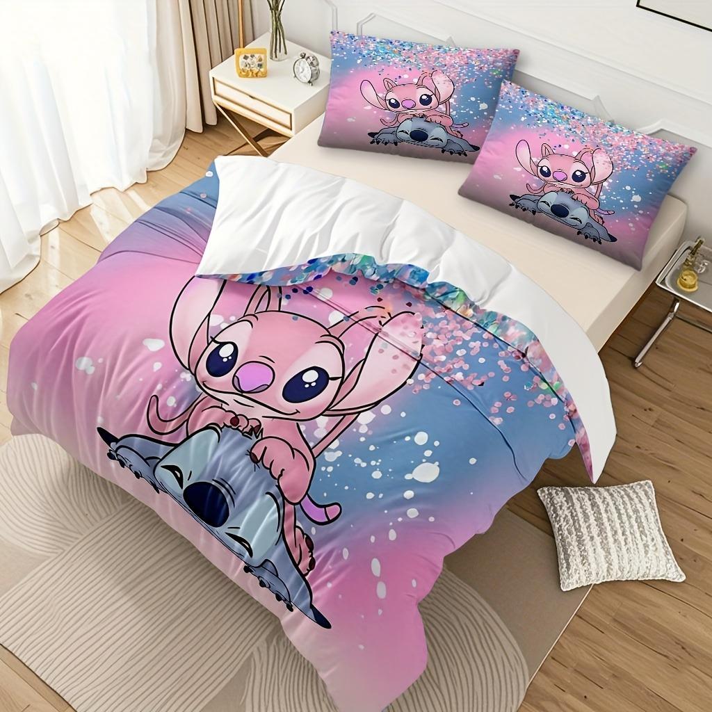 Zestaw pościeli do sypialni z nadrukiem Stitch poszewka na kołdrę Prezenty świąteczne Komfortowy Kreskówka Z poszewką na poduszkę odpowiedni dla dzieci i dorosłych