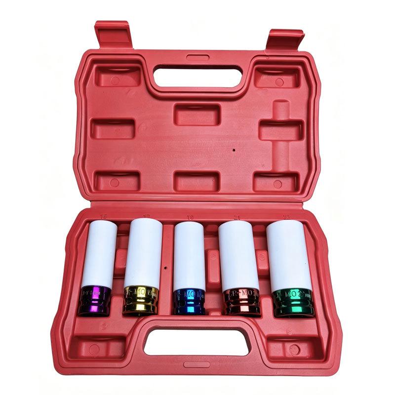 5-Piece Chrome Vanadium Steel Lug Nut Socket Set for Pneumatic Tire Protection & Auto Repair