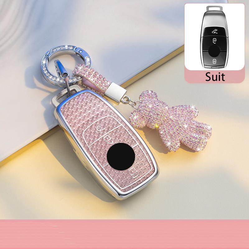 Fashion Diamonds TPU for Mercedes Benz E C S GLC Class E200 E400 E63 W213 S550 S560 C260 A200 Car Key Case Cover Fob Keychain