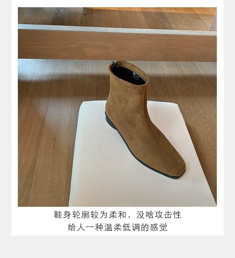 

Ботинки женские короткие ботинки 2025 новые осень и зима ботильоны эластичный квадратный носок толстый каблук маленькие ботильоны Мартин французские тонкие носки ботинки 40 хаки