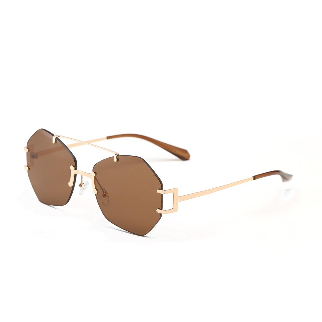 Brýle Ss0819 Nepravidelné Bezobroučkové Kovové Dvojitý Nosník Barevné Sluneční brýle Ženy, Sluneční brýle Muži