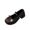 Retro Thick Heel Mary Jane Shoes Women's 2025 New Bow Japanese Jk Single Shoes Black One-word Buckle Belt Small Leather Shoes