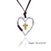 Crucifix Charm Pendant Necklace Heart Love Crucifix Chain Jewellery Filigree Design Leather Chain Jewelry Vintage Chok