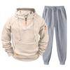 Men's Casual Hoodie and Jogger Set - Long Sleeve Drawstring Sweatsuit with Multiple Pockets for Fall Winter (Dark Gray)