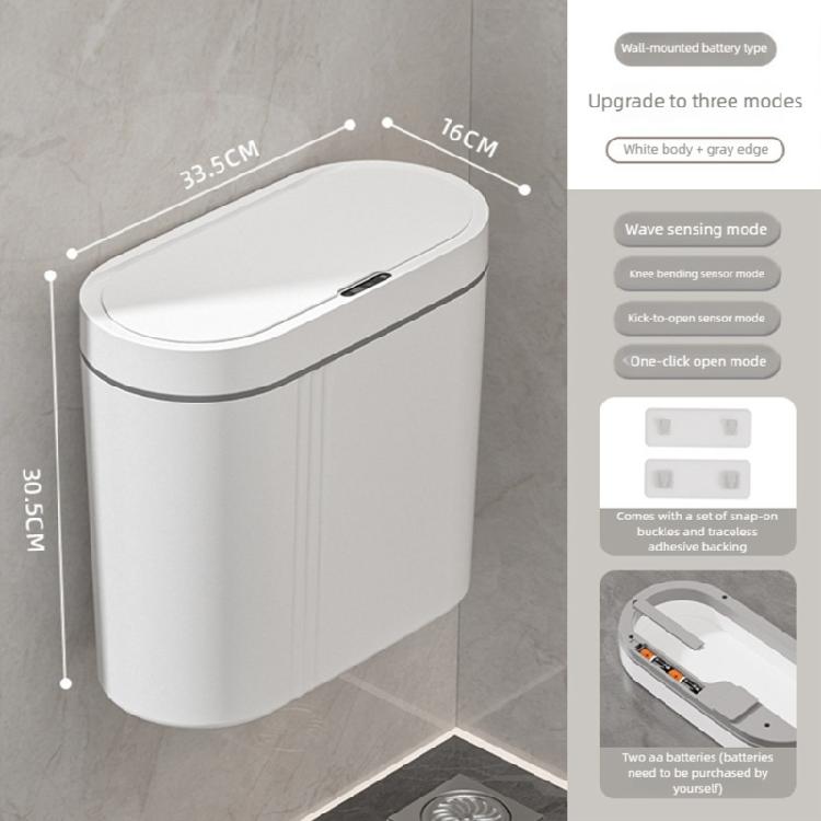 Trash Can Space Saving Wall Mount Trash Can Sensor Automatic Quiet Lid for Homes Kitchen Bathroom