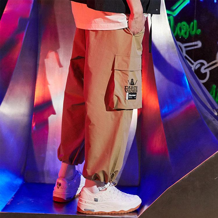 Li-Ning X Star Wars Fashion Series Theme Print Drawstring Seven-Quarter Loose Knit Sports Pants Men Bottoms Khaki AKQR115-3