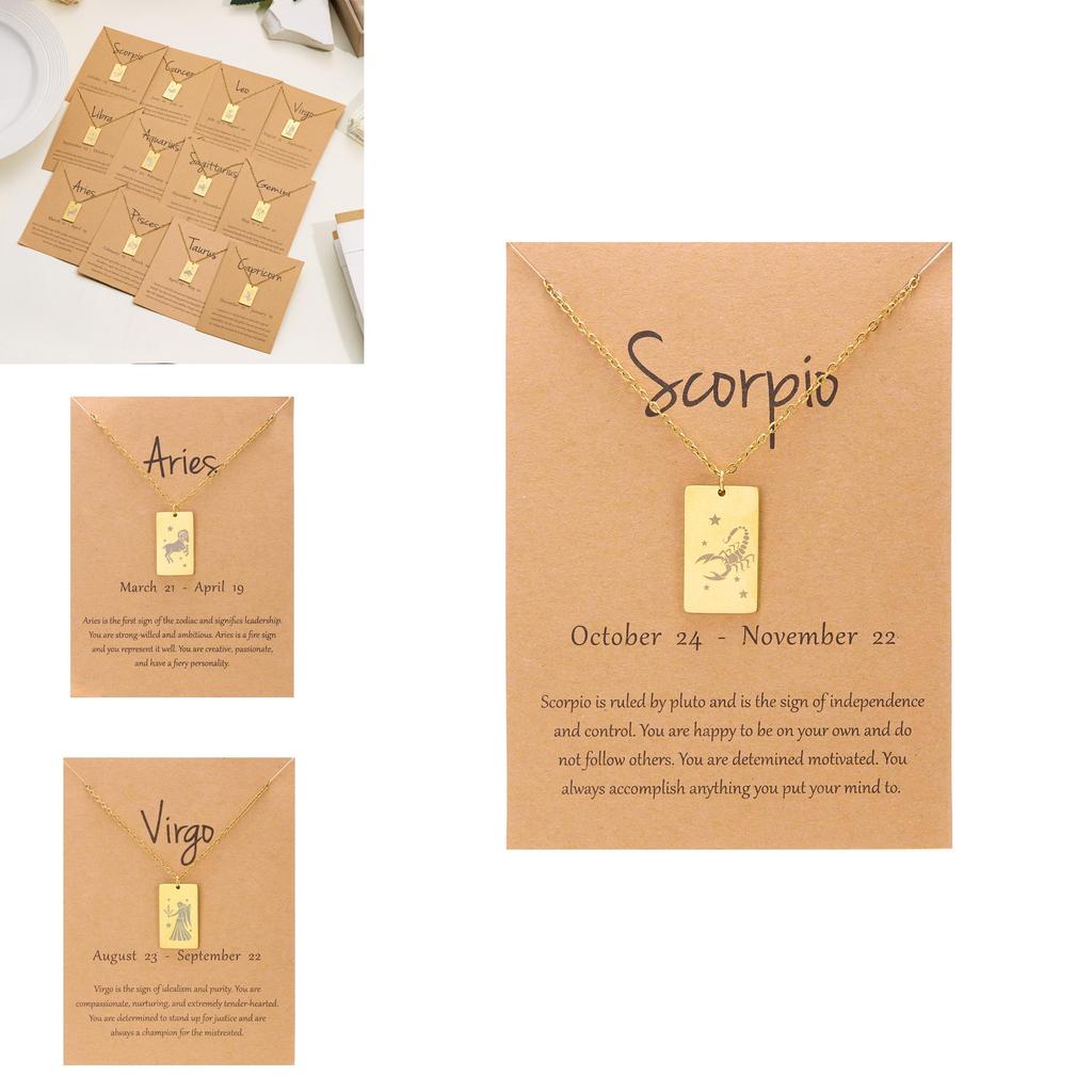 Zodiac Constellation Necklace For Women Men Titanium Steel Pendant Chain For Gift