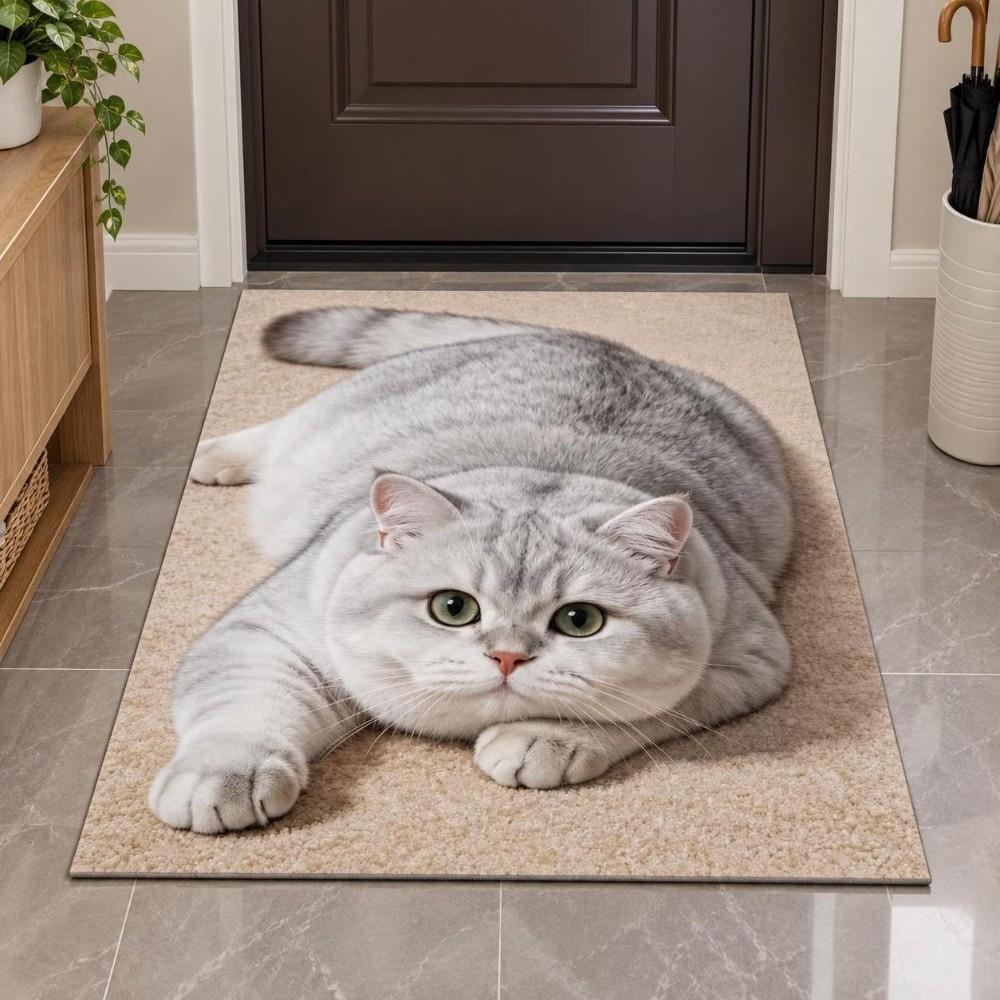 Realistic Bathroom Carpet Diatomaceous Earth Bedroom Door Rug Cute 3D Cat Floor Mat Home Decor