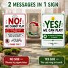 Front Door Play Status Sign, Reversible Double Sided Metal Door Hanger Plaque for Family with Kids and Neighbor Visit