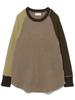 Beams Boy Women's 14 Gauge Waffle Crew Knit, Olive Free