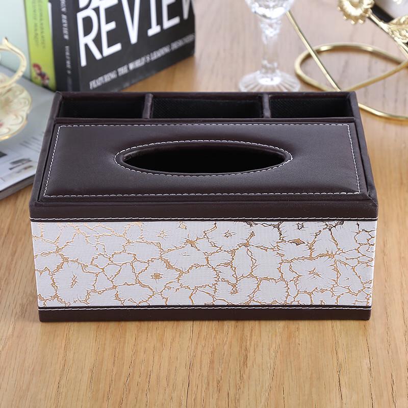 GOWKE Leather Style Tissue Box with Remote Holder
