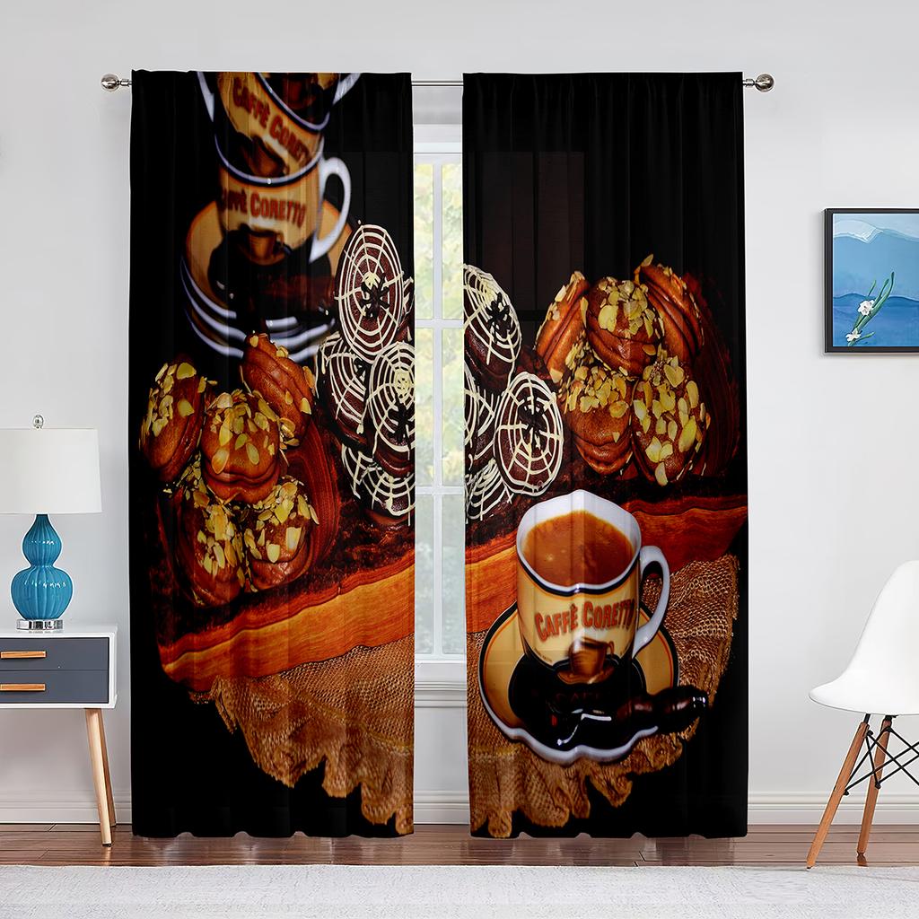 Naleśniki owocowe jagodowe Smaczne jedzenie Przezroczysta zasłona do salonu sypialni kuchni domowej Szyfonowe tiulowe zasłony Dekoracja okna