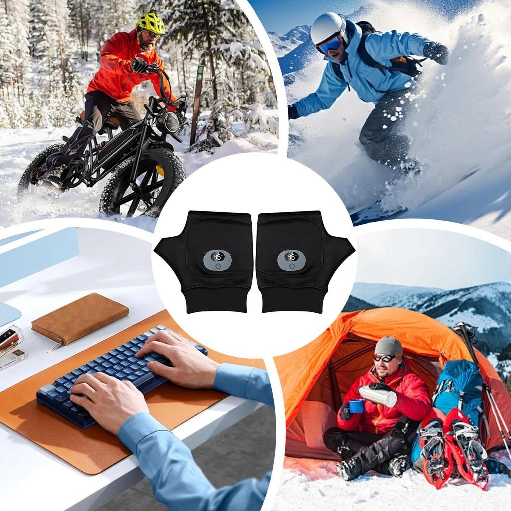 1 Pair Electric Heated Gloves 3-Temperature Control Rechargeable Hand Warmer For Winter Sports Outdoor Hiking Cycling