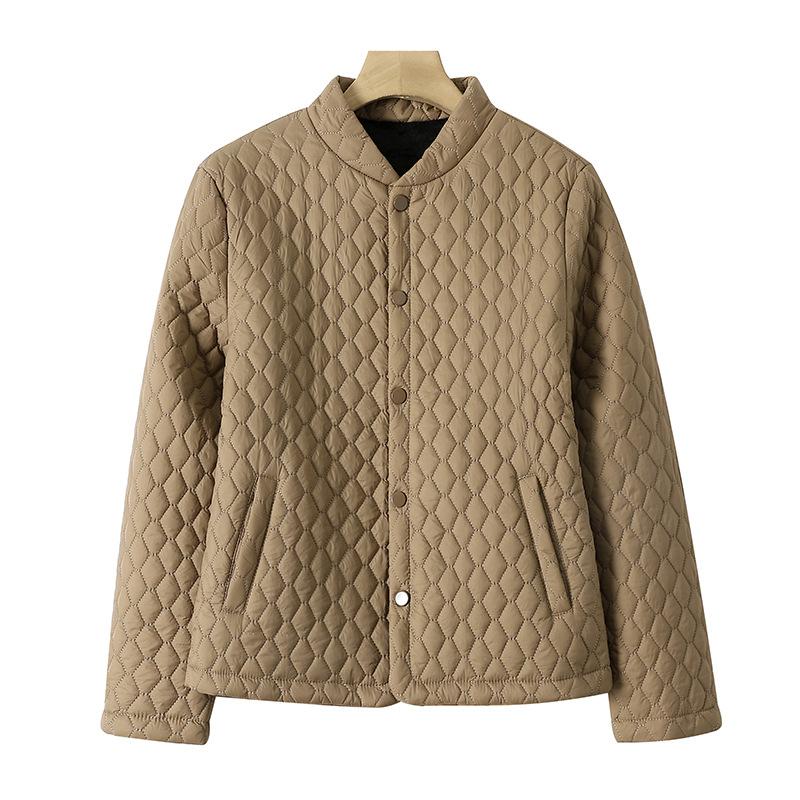 

Легкая и тонкая вышитая теплая маленькая хлопковая куртка, бейсбольная хлопковая куртка, модная подкладка для весны и осени, теплая XL-130-77.5kg хаки