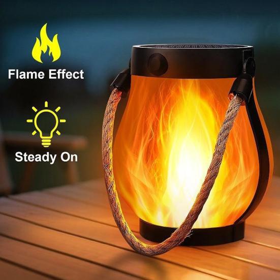 1/2/3Pcs Flickering Flame Solar Lantern Two Lighting Modes Dual Charging Outdoor Waterproof Hanging Lantern LED Solar Lamp