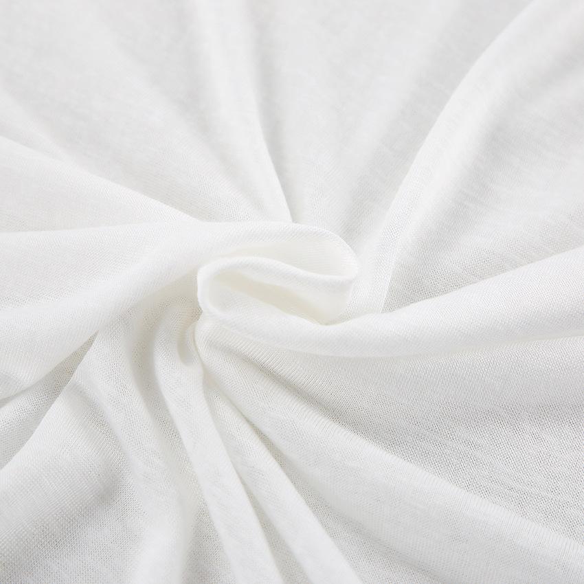 Stylish European American Knit White Round Neck Long Sleeve Pajama Set Soft Skin Friendly Home Service Suit Comfortable Sleepwear