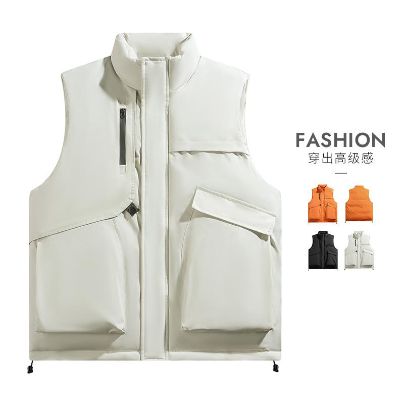 Autumn and winter vest men's 2025 new solid color trendy brand casual stand-up collar thermal vest vest vest jacket men's clothing
