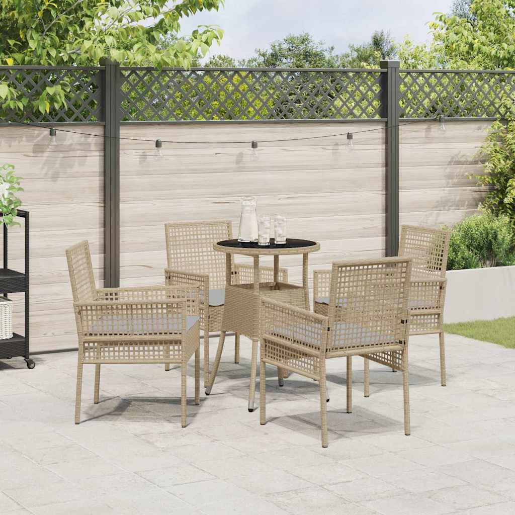 Garden Dining Set 5 pcs Beige Poly Rattan