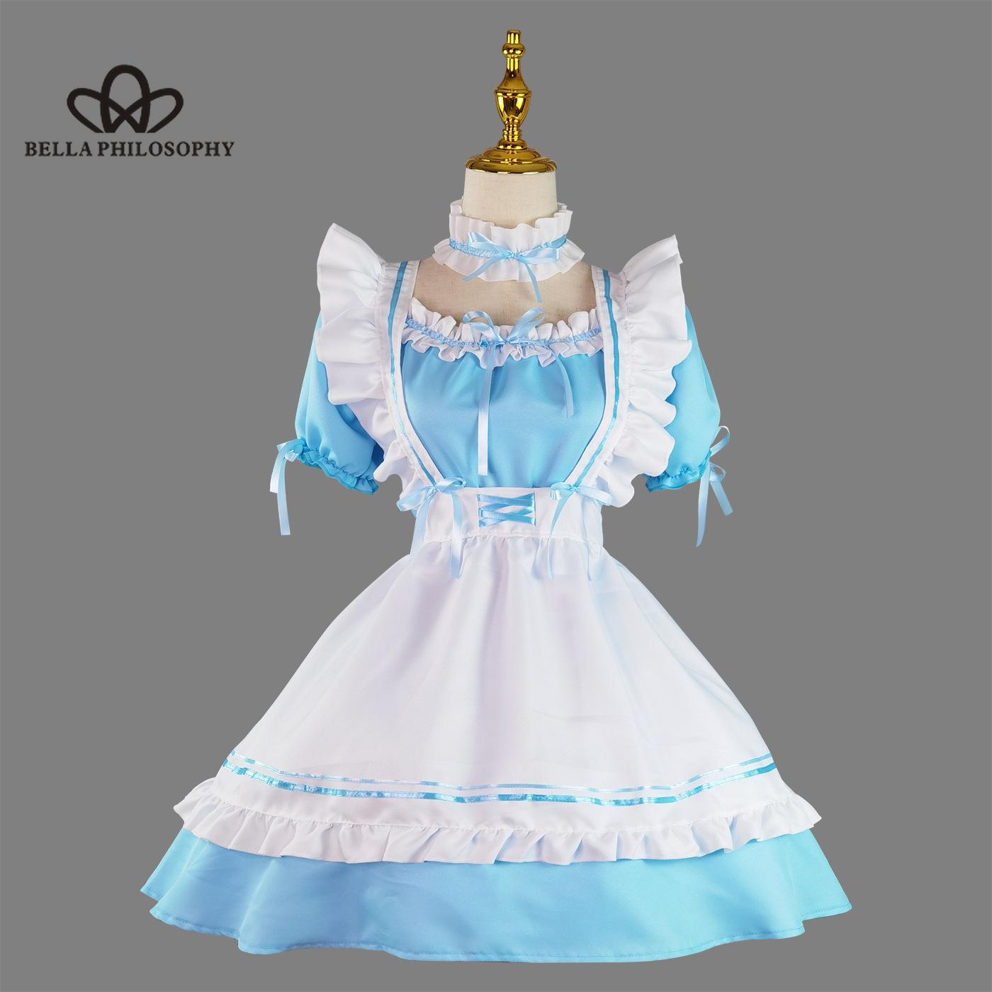 

Японский костюм горничной Лолиты, милое платье, милый костюм горничной, вечерние платья в стиле Лолиты, косплей XXL синий