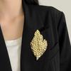 Polished Metal Leaf Texture Brooch High-End And Exquisite Brooch For Women Fashionable Pin Trendy Jewelry Accessory