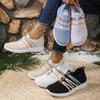 Women's Colorful Stripe Slip-On Sneakers Breathable Knit Casual Shoes with Comfort Sole