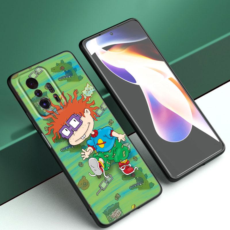 Cartoon R-Rugrats Black Silicone Phone Case For Xiaomi Mi 9 SE 8 10 10T 11 12 13 Lite 9T 11T 12S 12T 13T 14 Pro 5G NE 11i 12X