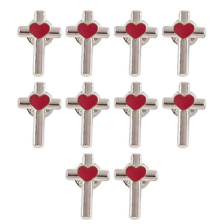 

Pack of 10 Alloy Crosses Heart Enamel Brooch Pins Christian Jewelry Clothing Accessories for Casual Wear