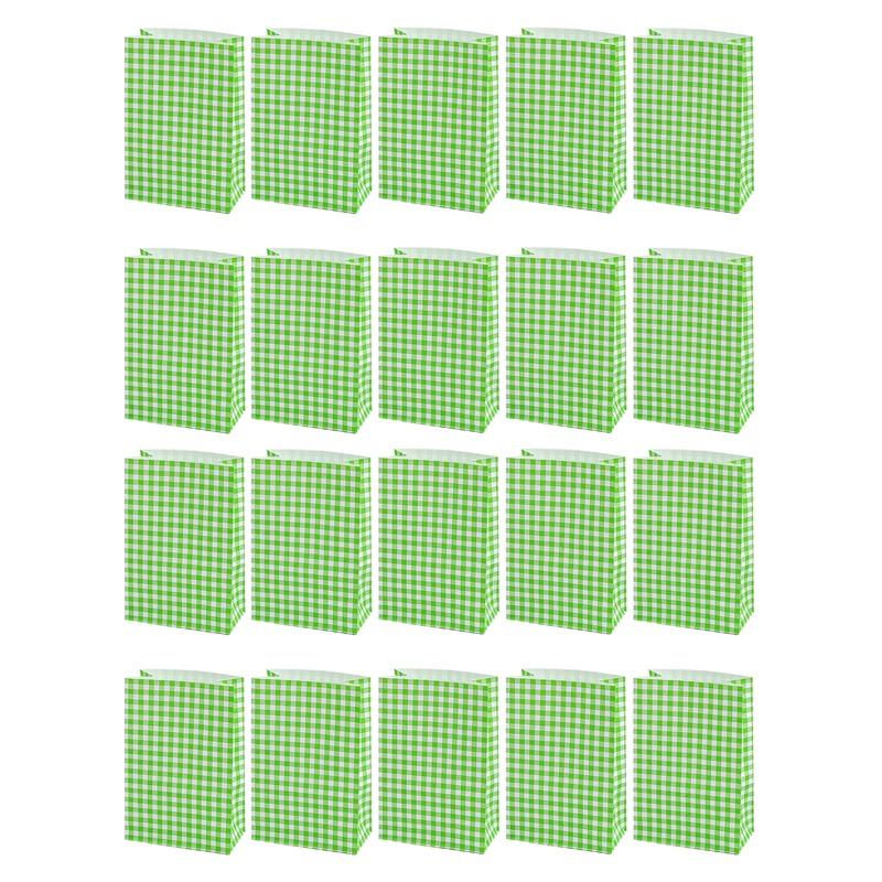5/10/20 ST Färgglada Rutiga Papperspåsar För Fest Födelsedag Bröllop Shopping Presentpåse Kex Snacks Presentförpackning Dekoration