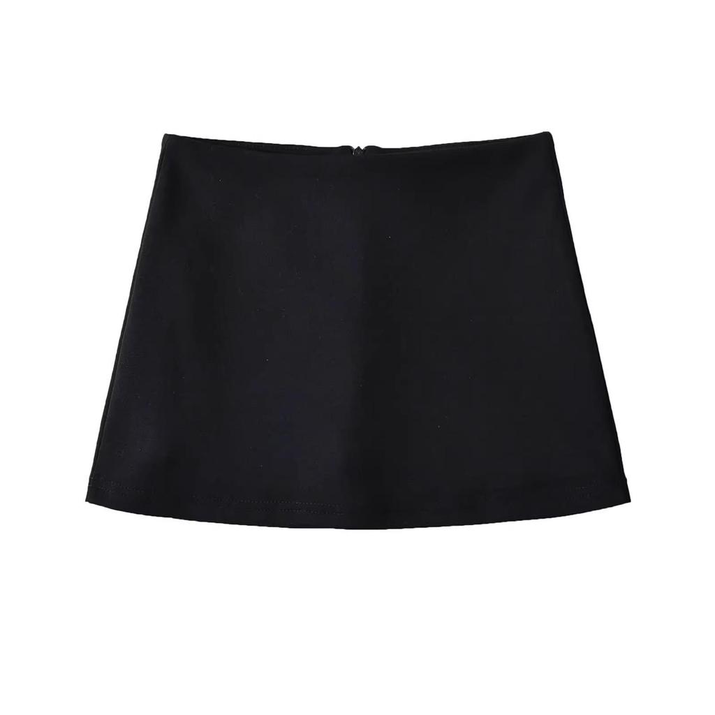 Chic Hip-Wrap Low Waist Short Skirt - European & American Style with Built-In Safety Shorts