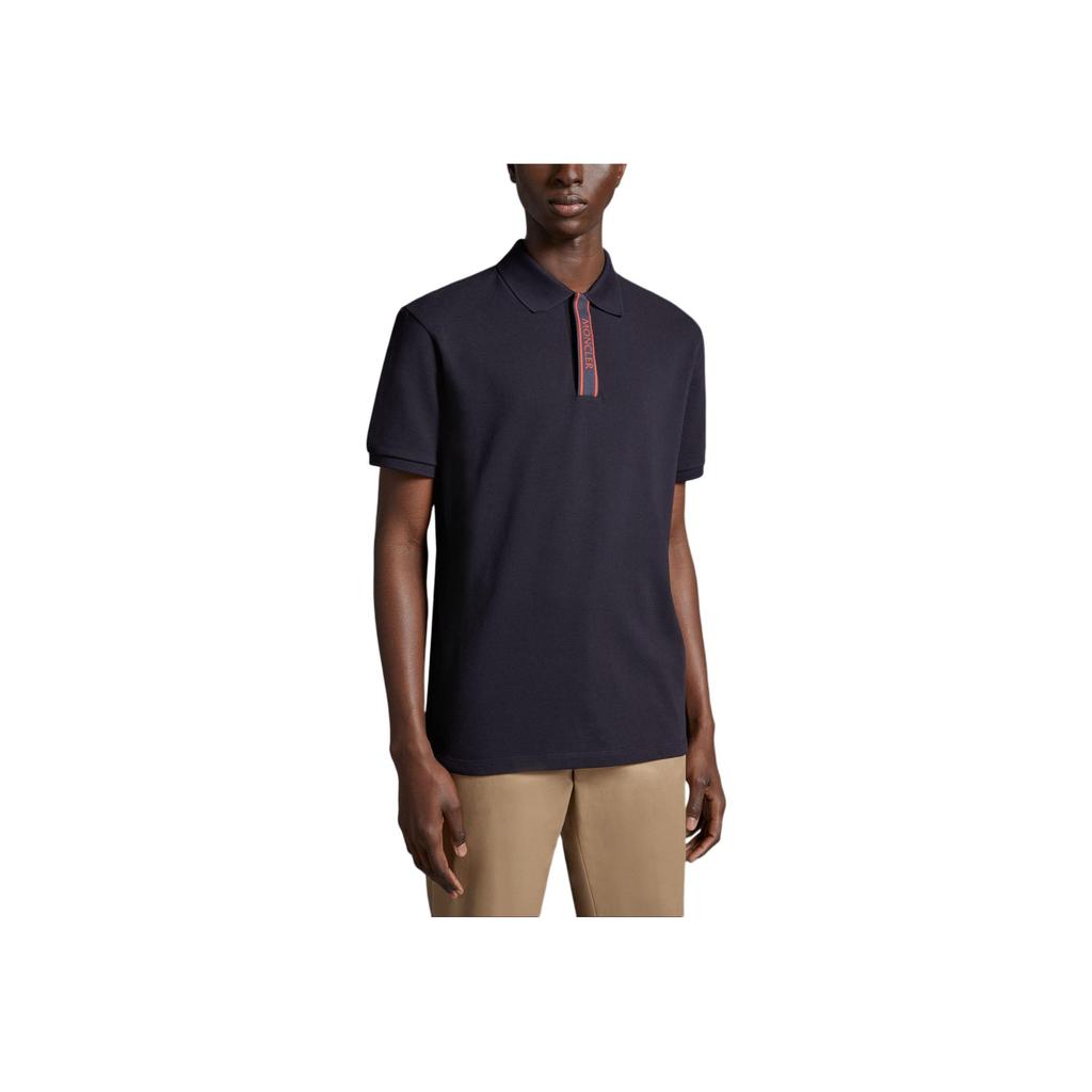 Moncler Button Closure Cotton Short Sleeve Polo Shirt Men tops Dark-Blue J10918A0000289A1677X