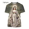 3D Printing Virgin Mary T Shirt For Men Summer Short Sleeved Christian Mother Of God Pattern Tshirts Mens Casual T-Shirt Tops