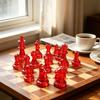 16PCS Chess Pieces Only Chessman Set 1.93 Inch King Height Easy Identification for Chess Enthusiasts Transparent Red