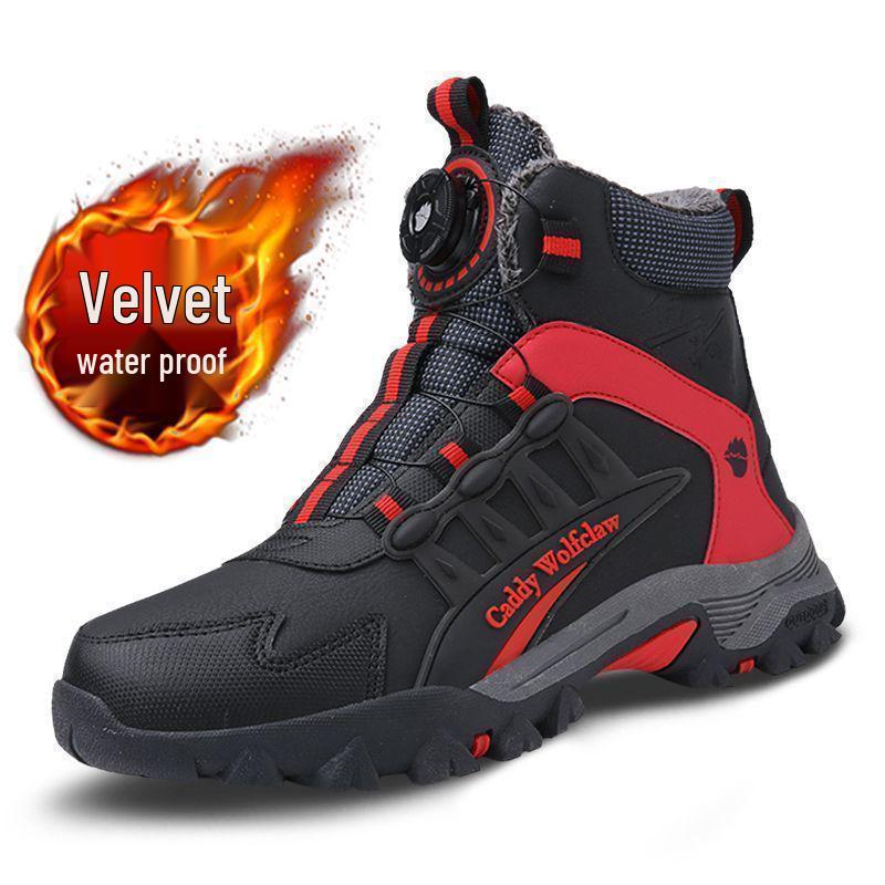 

Дитячі водонепроникні зимові снігоступи з протиковзкою підошвою - З хутряною підкладкою, поворотна кнопка, зносостійкі, високі бавовняні черевики. 39