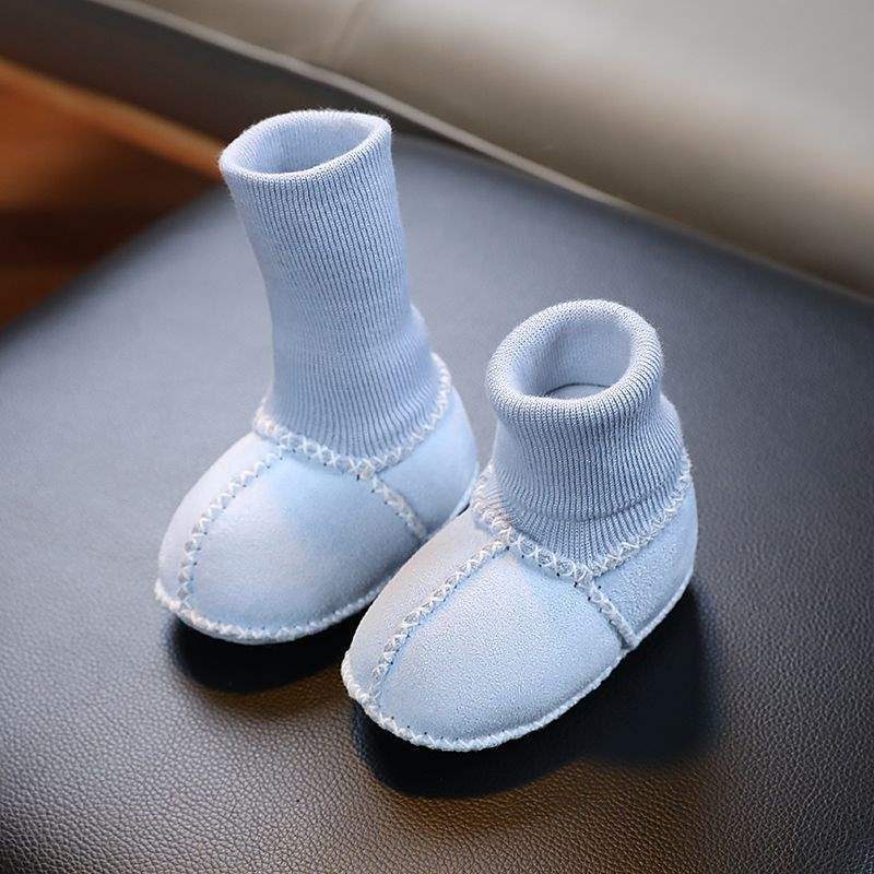 

Интегрированные детские туфли и носки из искусственного меха для новорожденных, теплые осенне-зимние носки на мягкой подошве, обувь 0-3-6-12 месяцев Inner length 12cm (recommended for 6-12 months)