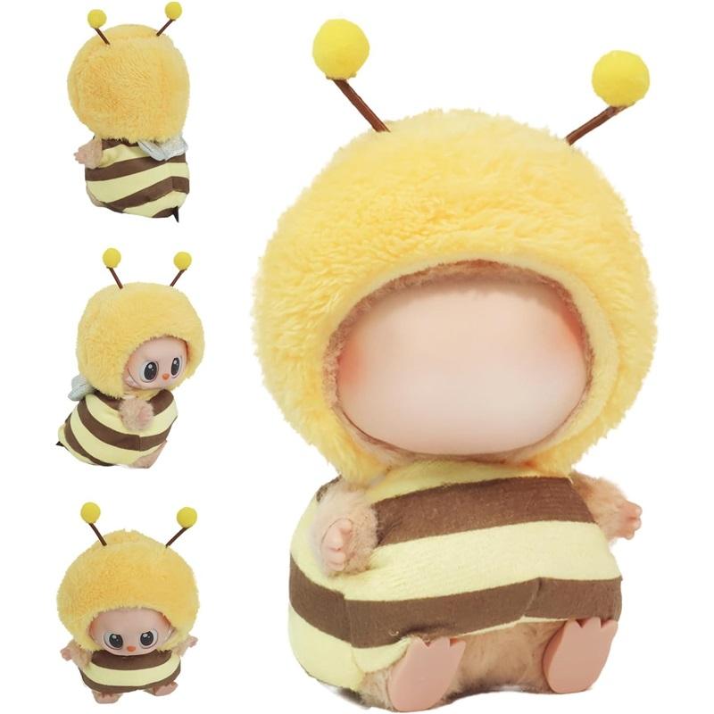 

Cute Animal Clothes for 17cm Small Doll – Soft Plush Outfit Set for Doll Dress Up – Bee Costume & More (NO Doll)