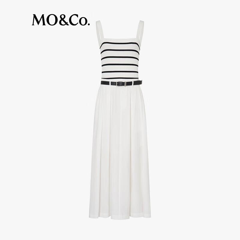 MO&Co. Nautical Striped A-Line Vest Dress with Belt