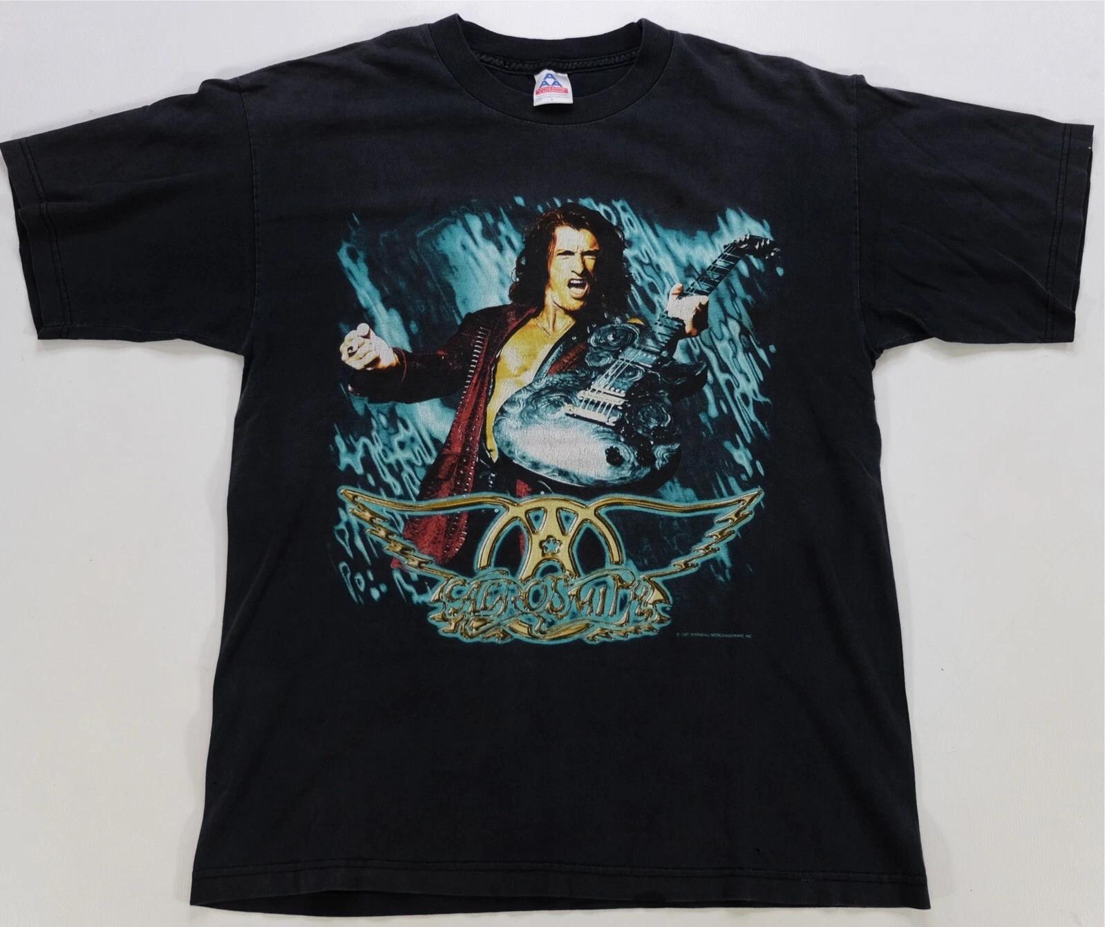 Rare Vintage Aerosmith Nine Lives 1997 Tour T Shirt 90s Steven Tyler Rock Band L M