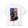 Cool Dachshund USA Distressed Flag Patriotic Graphic Cotton T-Shirt Unisex